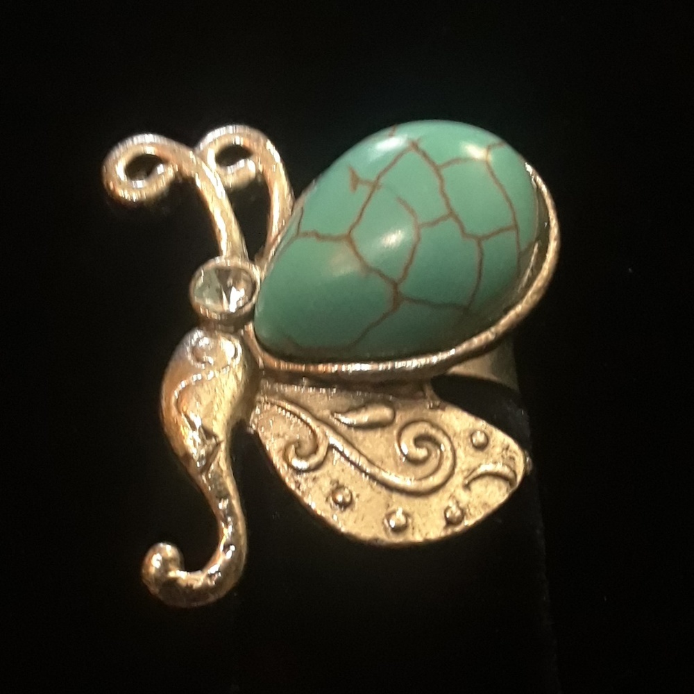 Large Silver Turquoise Butterfly Fashion Statement